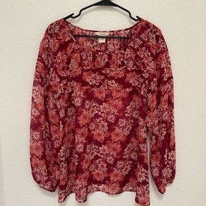 Sundance Floral 100% Silk Pleated Blouse